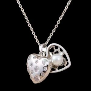 FREE SHIP - 18K Gold Plated or Stainless Steel Heart & Stone Necklace